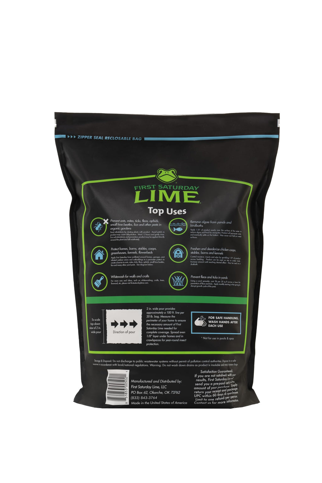 First Saturday Lime Insect Deterrent-20LB Bag| Monthly Insect Shield| Multi-Purpose Insect Control for Outdoors| Prevents Ants & Other Insects
