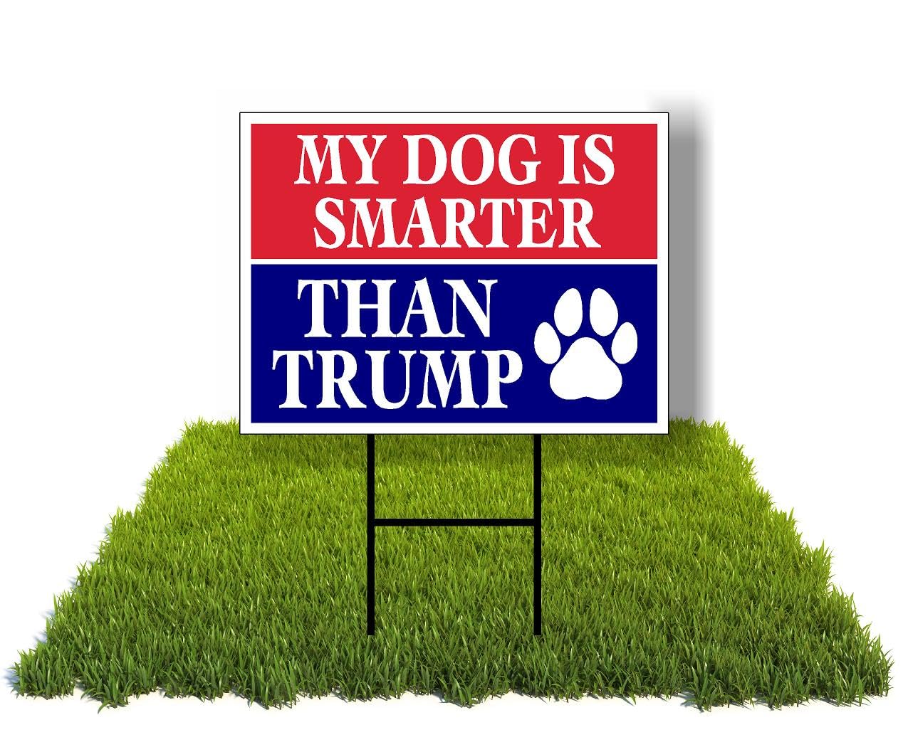 Eco My Dog Is Smarter Than Trump Biden 1 Double Sided 12x16 in Yard Road Sign w/Stand