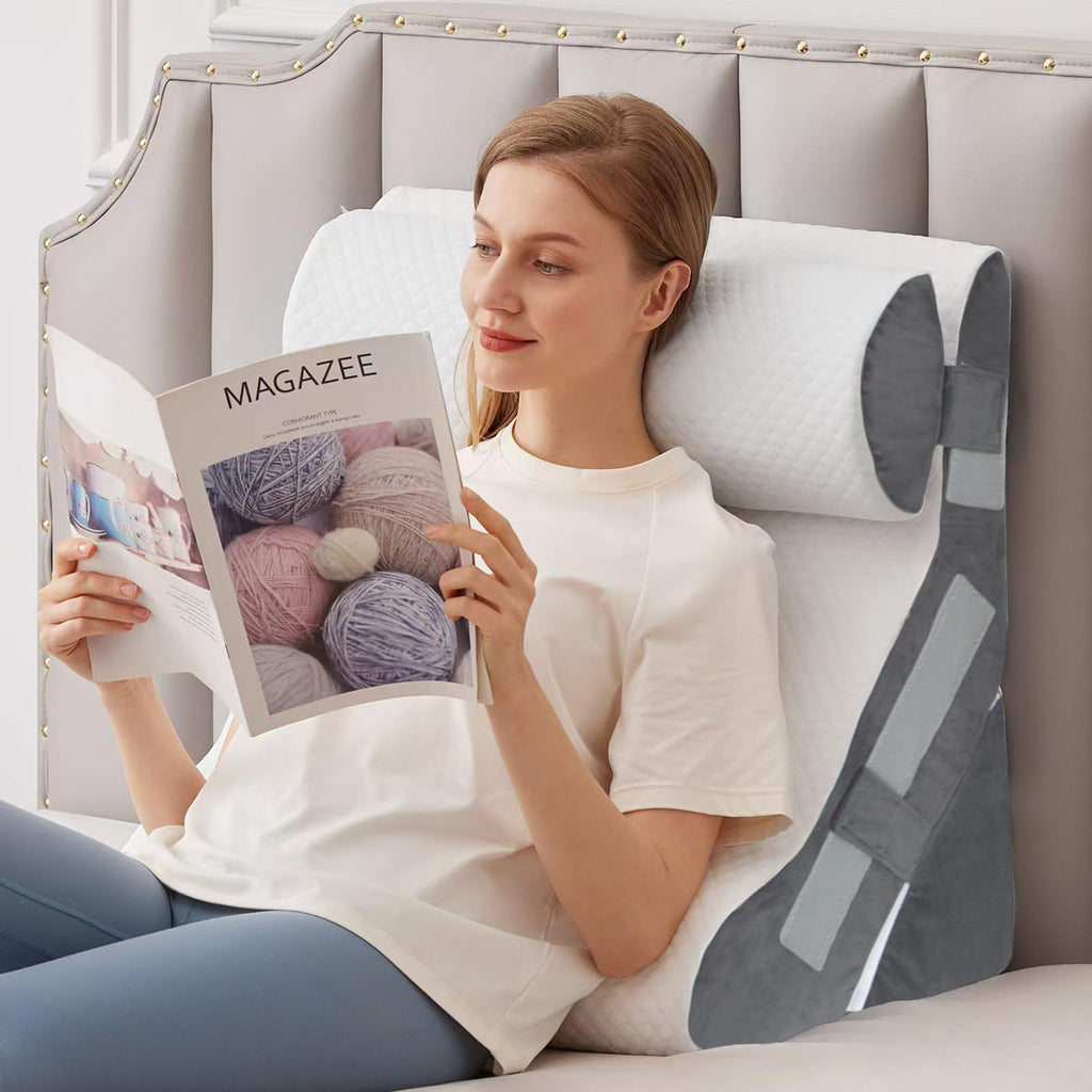 MEGCXIT 3PCS Bed Wedge Pillow for Headboard, 10-in-1 Adjustable Foam Wedge Pillow for Acid Reflux Relief, 23” Wide Triangle Pillow Wedge for Post Surgery, Back Pain Relief & Snoring, White/Grey