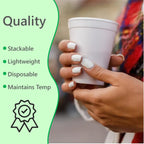 8OZ Foam Cups for Hot & Cold Drinks With Lids, USA-Made 50-Pack - Ideal Styrofoam Coffee Cups, Insulating To-Go Cups for Soda, Tea, Juice - Sturdy, Disposable & comparable to Industry standard 8J8
