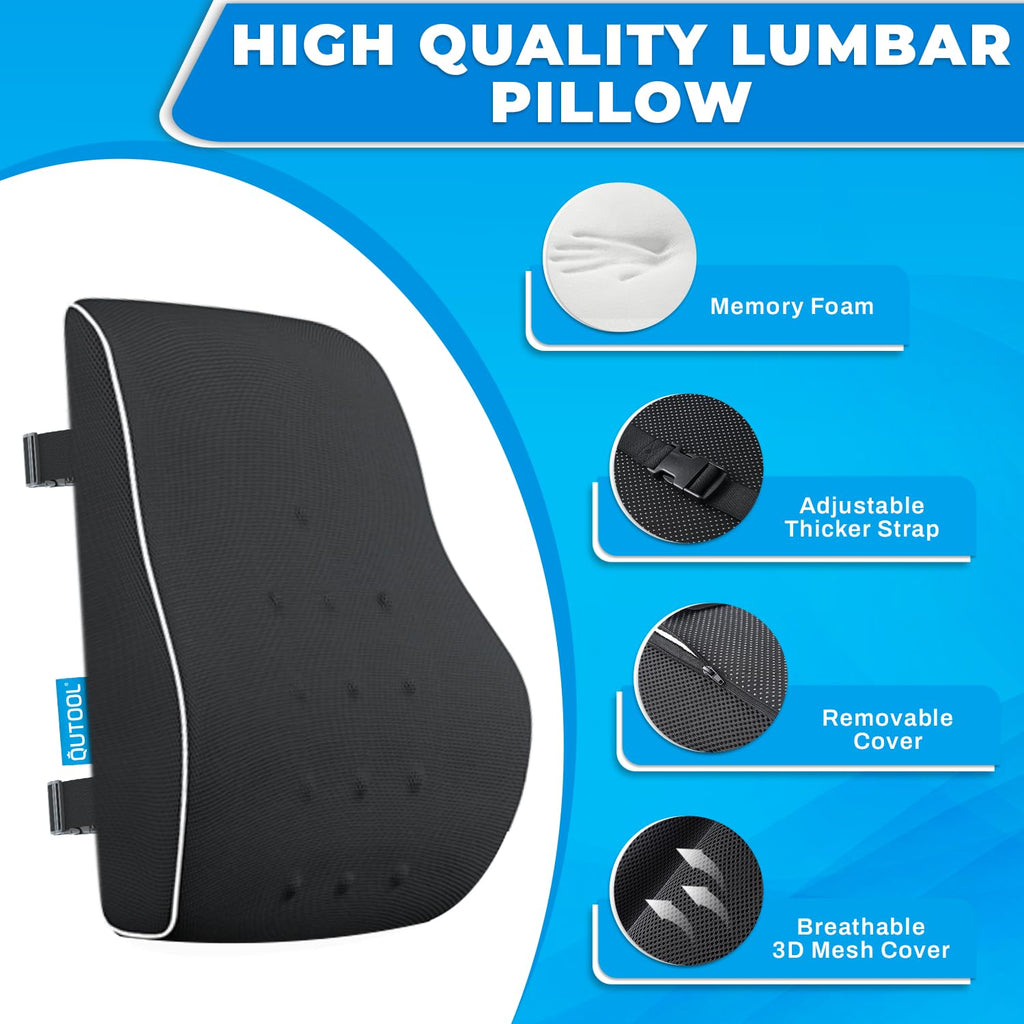 Elegant Lumbar Support Pillow for Office Chair - Ergonomic Back Support with Breathable 3D Mesh Cover, Ideal Gifts for Women,Birthdays & Holidays, Well-Suited for Office Chairs, Gaming Chairs (Black)