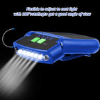 Mudder 2 Pieces LED Clip on Cap Lights USB Rechargeable Cap Flashlight Clip Waterproof Ultra Bright Hat Flashlight Headlamp for Christmas Fishing Camping Hand Work(Black, Blue)