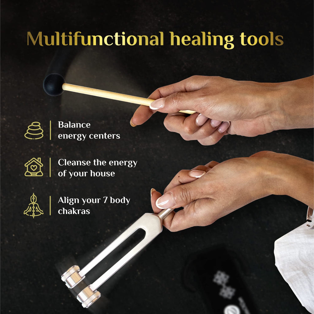 Tuning Forks for Healing (128Hz, 256Hz, 512Hz) — Body Weighted Tuning Forks Medical for Healing Chakra Set — Yoga and Meditation Accessories — Tuning Fork Set Frequency Healing Devices