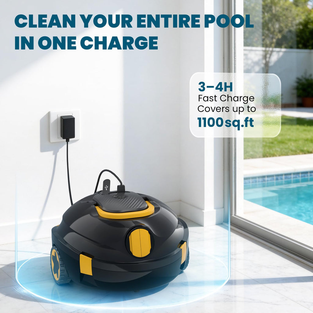 Y20 Cordless Robotic Pool Cleaner, Automatic Pool Vacuum for Above Ground & Inground Pool, 90 Min Runtime, Auto-Parking, Lightweight, Powerful Robot up to 1100 sq.ft