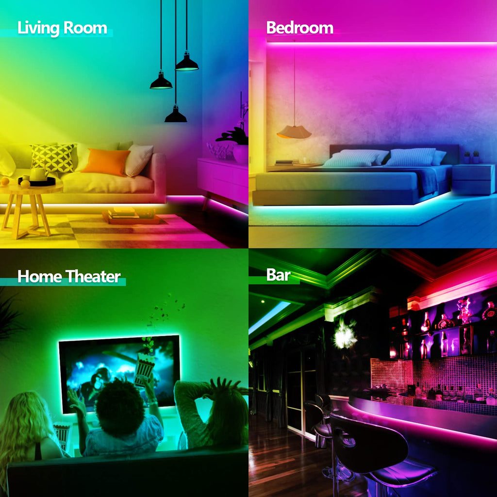 FONEWE 65.6FT LED Lights for Bedroom Ultra Long Music Sync LED Strip Lights LED Lights with APP Remote RGB Color Changing LED Light Strip Lights for Bedroom Halloween Christmas