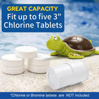 Merkia Pool Chlorine Floater, Large Capacity Floating Chlorine Dispenser Fits Up to 5 Pc 3-Inch Chemical Tablets, Heavy-Duty Plastic-Anti-Aging,Top Vacuum Design- Prevent sinkin (Turtle)