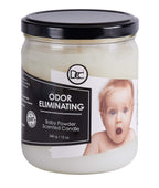 Baby Powder Odor Eliminating Highly Fragranced Candle - Eliminates 95% of Pet, Smoke, Food, and Other Smells Quickly - Up to 80 Hour Burn time - 12 Ounce Premium Soy Blend