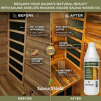 Sauna Shield Sauna Wood Oil - 1 Liter (33.8 fl oz) - 100% Pharma-Grade Paraffin Oil | Protects & Nourishes Sauna Wood | Solvent-Free, Unscented, Covers 150+ Sq Ft | for Traditional & Infrared Saunas