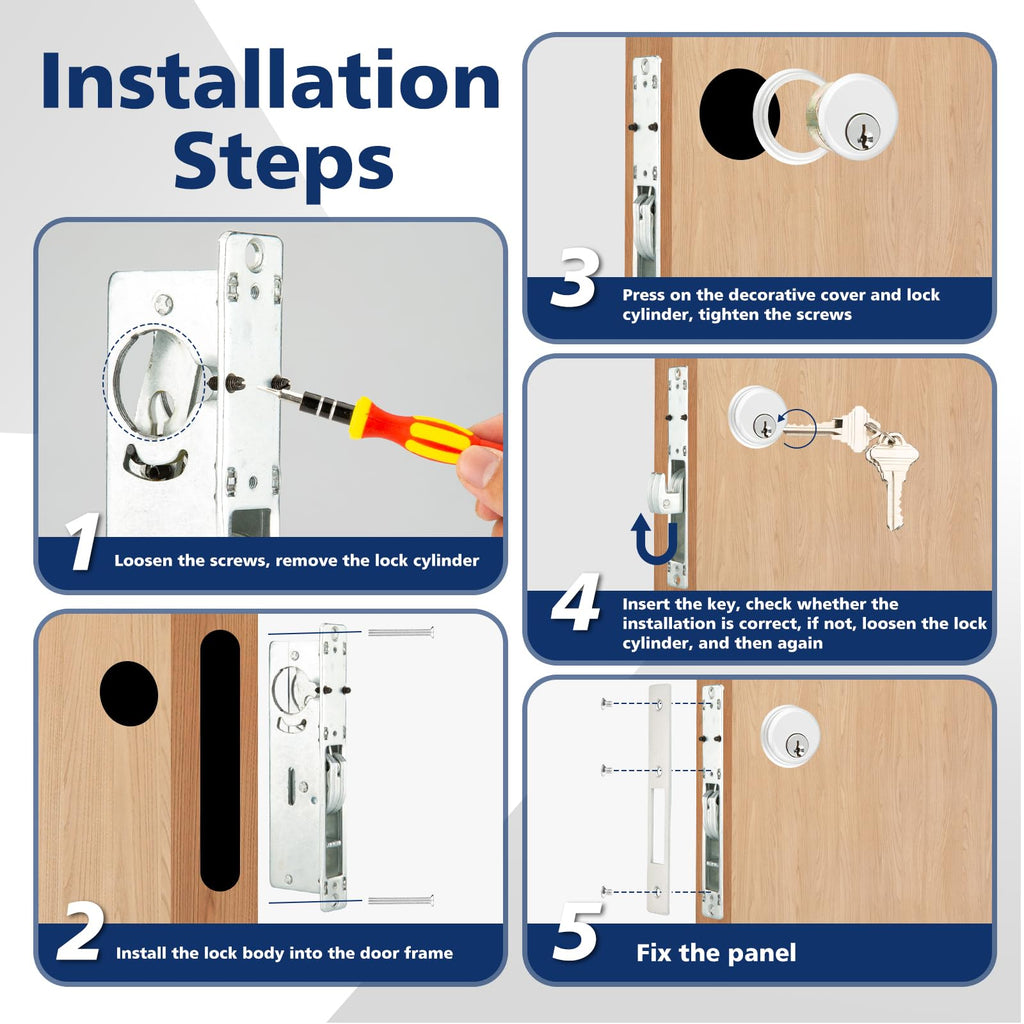 MaxxGeek Storefront Mortice Hook Door Lock, Commercial Door Locks Mortise Cylinder, Storefront Door Mortise Lock Hook Deadbolt(1-1/8" Backset)