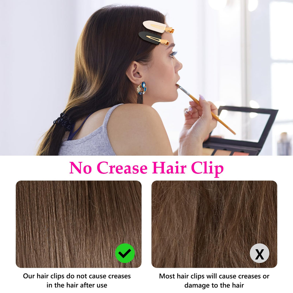 6 Pcs Creaseless Hair Clips No bend No Crease Hair Clip Makeup Clips for Women and Girls Flat Hair Clips for Hairstyling Salon Golden Handle