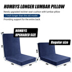 HOMBYS Memory Foam Recliner Cushion for Elderly, 4" Thickness Seat Cushion with Lumbar Support Pillow, Non-Slip & Supportive Chair Seat Cushion with Backrest, (Sapphire Blue, 21.5" Backrest)