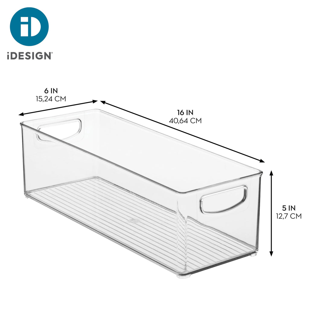 iDesign Plastic Stackable Pantry Bin with Handles, Clear