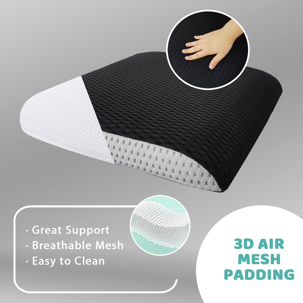 AEROiVi Large Seat Cushion, 2.7 Inch Thick Office Chair Cushion with 3D Mesh Padding, Wedge and Handle Design for Car Seat, Wheelchair, Bleacher, Easy to Clean