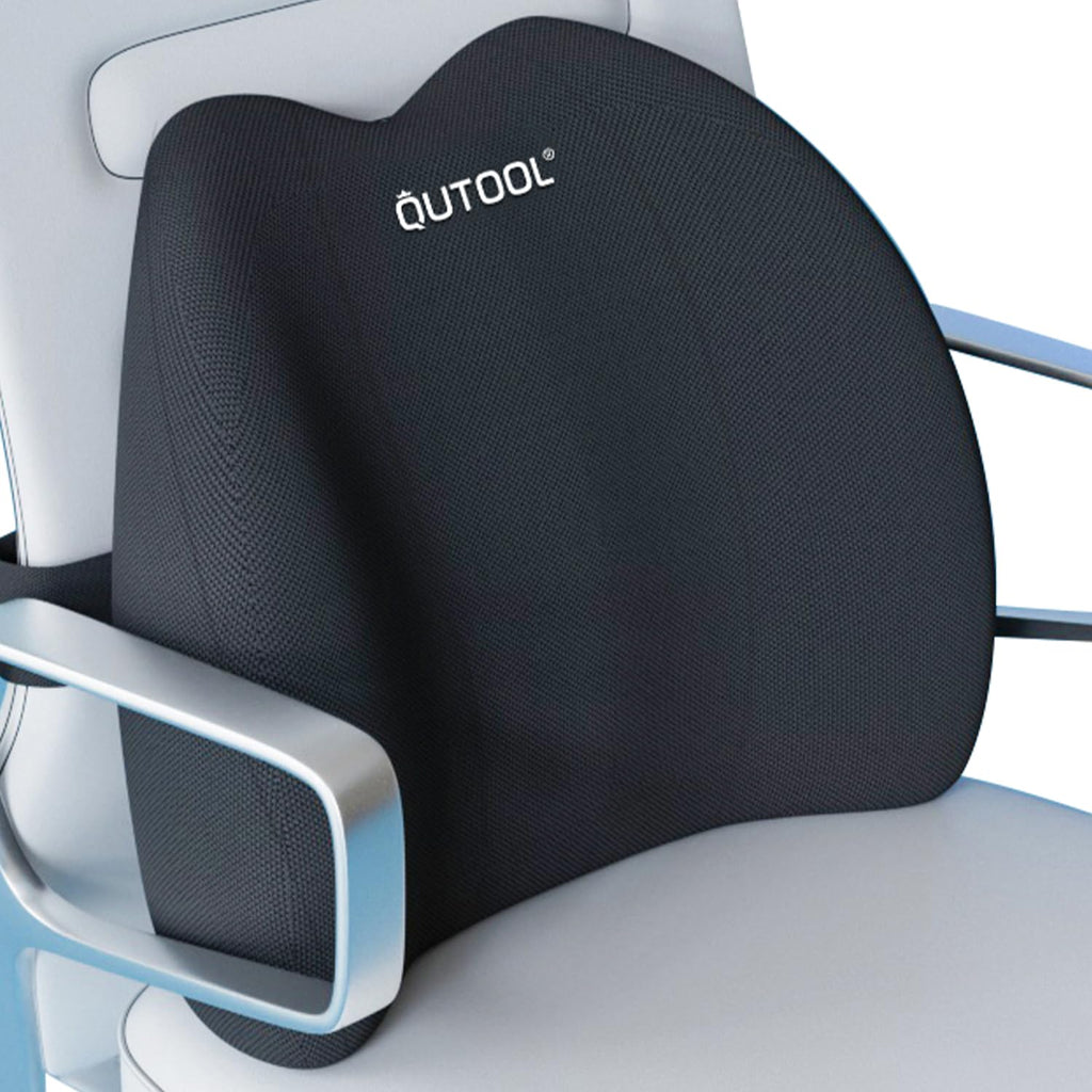 QUTOOL Lumbar Support Pillow for Office Chair, Memory Foam Low Back Support,Back Pain Relief, Ergonomic Large Back Cushion for Desk Chair,Gaming Chair,Adjustable Strap and Washable Cover