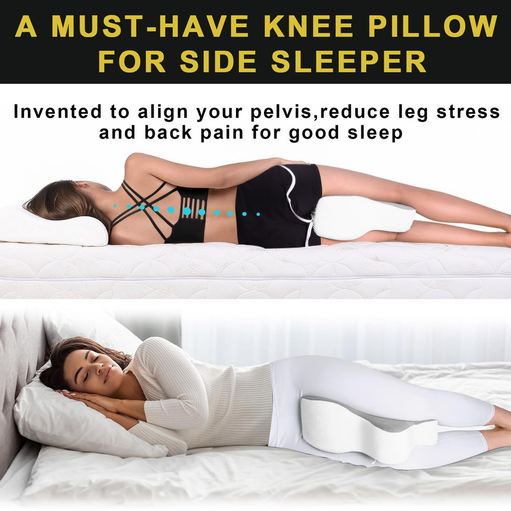 Long Knee Pillow for Side Sleeper Fully Support Thighs and Knees for Sciatica, Back, HIPS, Knees, Joints Pain Relief - Leg Pillow for Side Sleeping Between Legs Aligns Spine- Large,Gray