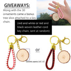 SENMUT Wood Slices 30 Pcs 3.1-3.6inch Natural Rounds Unfinished Wooden Circles Christmas Wood Ornaments for Crafts Wood Kit Predrilled with Hole Wood Coasters, Craft Supplies for DIY and Painting