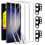 Milomdoi [3+3 Pack] for Samsung Galaxy S23 Ultra Screen Protector [Not Glass] Accessories 3 Pack TPU Film with 3 Pack Tempered Glass Camera Lens Screen Protector For samsung S23 ultra Case Friendly