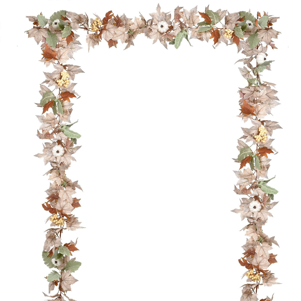 DearHouse Fall Garland Maple Leaf, 5.9Ft Hanging Vine Garland Artificial Autumn Foliage Garland Thanksgiving Decor for Home Wedding Fireplace Party Christmas (White)