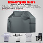 Grill Cover, BBQ Grill Cover, Waterproof, Weather Resistant, Rip-Proof, Anti-UV, Fade Resistant, with Hook-and-Loop and Strap, Gas Grill Cover for Weber,Char Broil,Nexgrill Grills, etc. 55 inch, Gray