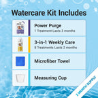 Bio Ouster Hot Tub Chemicals Kit Complete Hot Tub Cleaner Kit with 3in1 Weekly Care, Power Purge Jet Cleaner, Towel, Measuring Cup for Standard and Inflatable Spas Made in USA