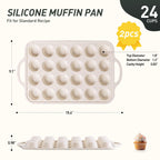 2 Packs 24 Cups Silicone Muffin Pan with Metal Reinforced Frame Mini Size Cupcake Pan Tray Egg Bites Silicone Circle Cookie Molds Muffin Tin Tart Pans Baking Sheet Set for Breakfast Sandwiches
