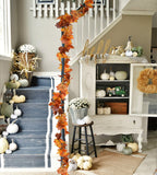 DearHouse 2 Pack Fall Garland Maple Leaf, 5.9Ft/Piece Hanging Vine Garland Artificial Autumn Foliage Garland Thanksgiving Decor for Home Wedding Fireplace Party Christmas (Light Orange)