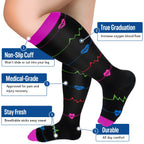 Iseasoo Plus Size Compression Socks for Women & Men Wide Calf 20-30mmhg Extra Large Support Socks for Nurses Circulation(2XL)