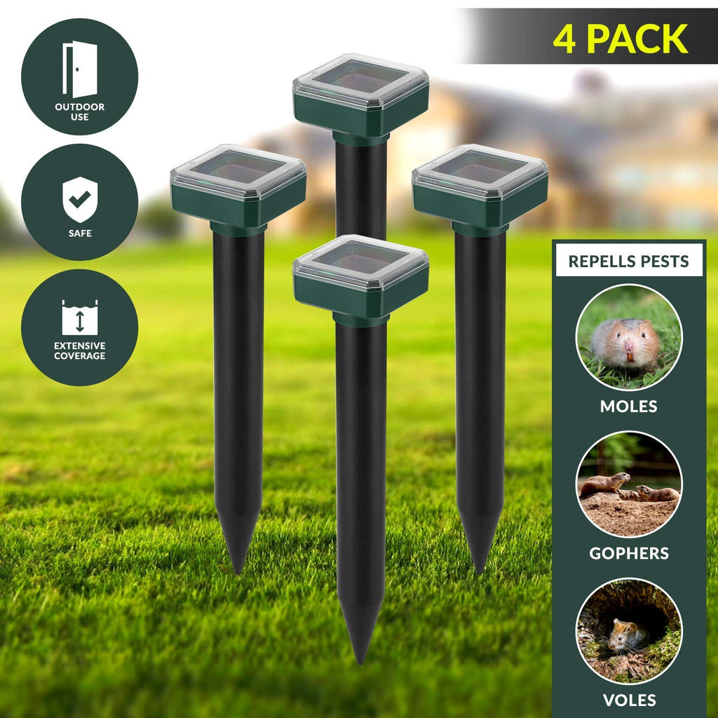 Mole Repellent Solar Powered for Lawns, 8 Pack Gopher Repellent Ultrasonic Solar Powered for Outdoor & Solar Mole Groundhog Vole Rodent Repellent for Yard