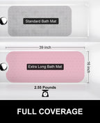 OTHWAY No Suction Cup Bath Mat: 39x16 inch Extra Long Bathmat│Perfect for Refinished or Ordinary Bath Tubs│Made of Nature Rubber│a Blessing for The Elderly and Children (Pink)