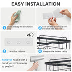 14 Pack Shower Caddy Adhesive Replacement, Strong Adhesive Hooks, Waterproof Shower Adhesive Strips, No Drilling, for Bathroom Storage Shelves and Kitchen Racks