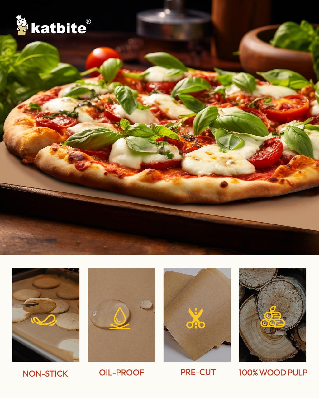 Katbite 265Pcs 10x15 inches Parchment Paper Sheets, Heavy Duty Unbleached Baking Paper, Pre-cut and Oil Proof Perfect for Steaming Cooking Bread Cake & Wrapping Foods[Advanced Series]