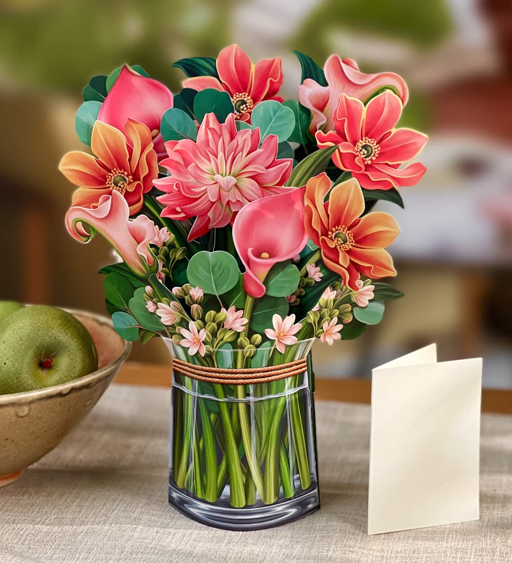 Freshcut Paper Pop Up Cards, Paper Flower Bouquet 3D Popup Greeting Cards with Note Card & Envelope, Birthday Card, Anniversary Card, Get Well Gifts for Women, 12" Everyday Appreciation 3pk