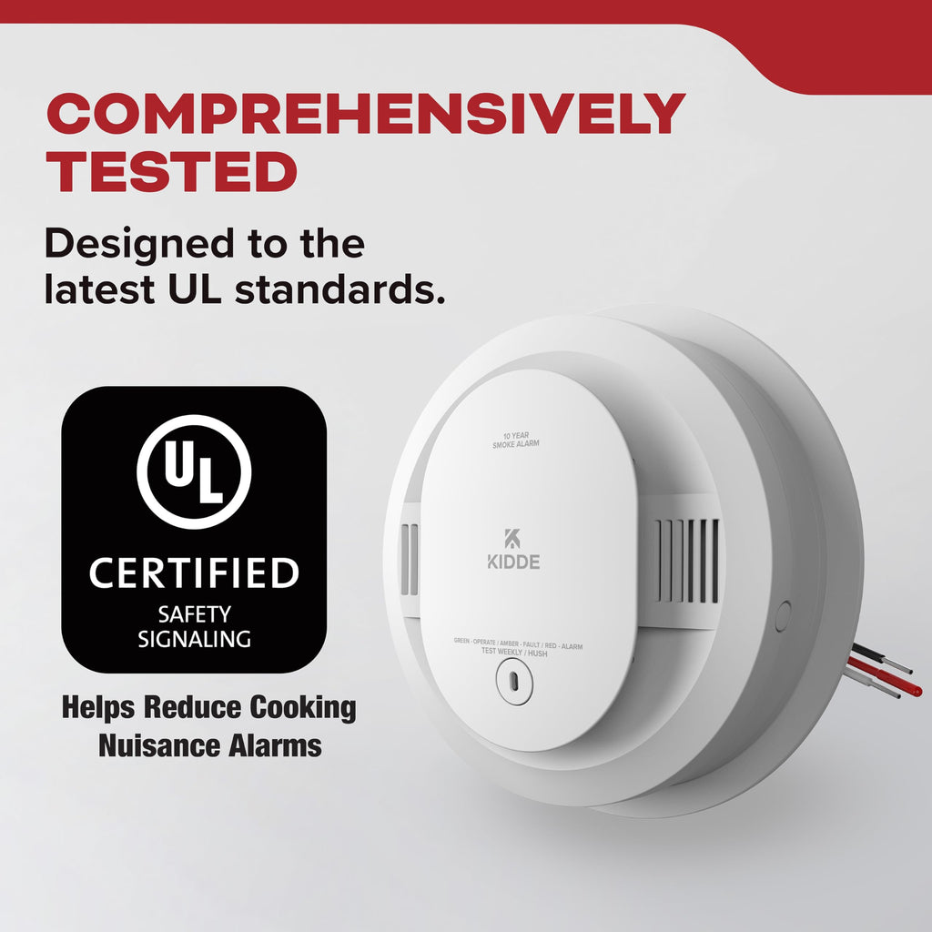 Kidde Hardwired Smoke Detector, 10-Year Battery Backup, Interconnectable, LED Warning Light Indicators, 4 Pack
