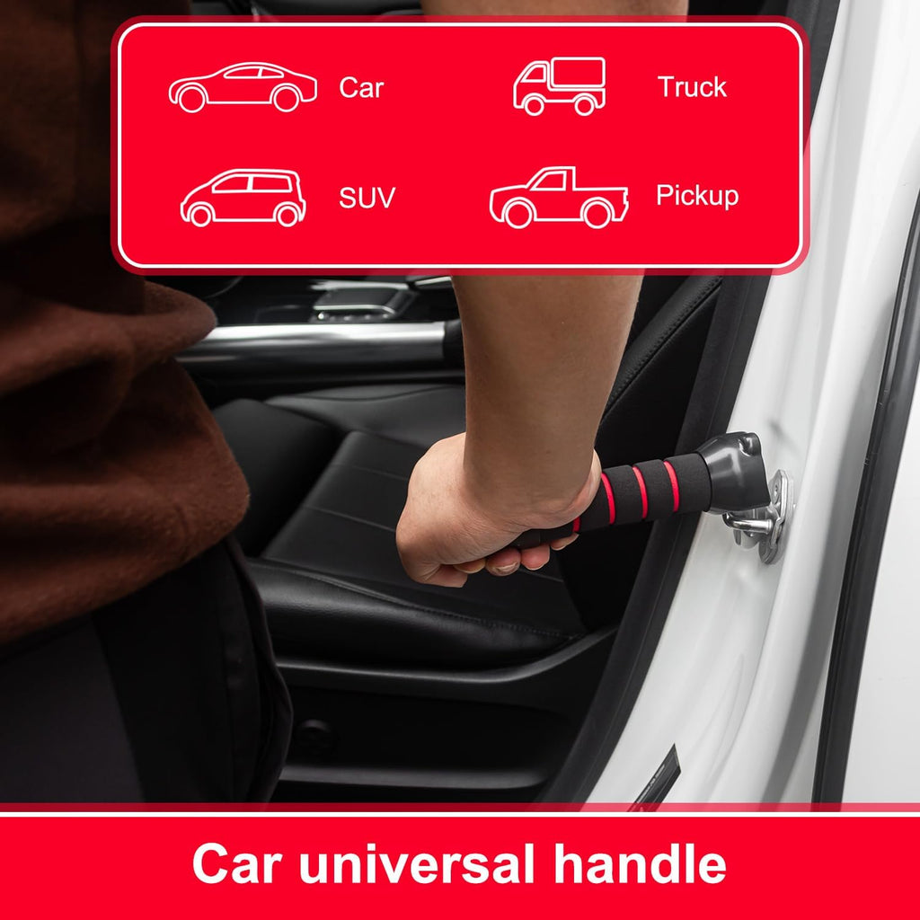 EVEME Car Door Handle for Elderly with Car Handle Assist,Support Handle Multifunction Handle Automotive Door Latch Handle Cane for Seniors and Handicapped (Red)
