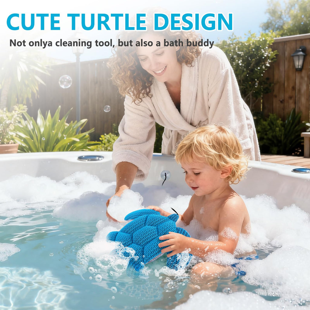 RGJ Hot Tub Scum Absorber Turtle, 2PCS Reusable Hot Tub Oil Absorbing Floating Sponges for Spa/Pool, Hot Tub Scum Sponge Accessories to Soak Up Oils & Keep Water Clean
