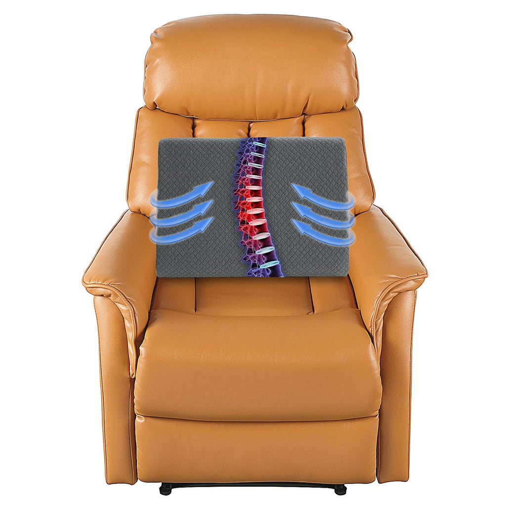 HOMBYS Lumbar Support Pillow for Recliner Chair, Memory Foam Back Support Cushion for Elderly,Extra Large Lumbar Support Pillow with Extension Straps, Thick Backrest for Home Reading,20x14x5 in