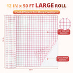 YRYM HT Clear Vinyl Transfer Paper Tape Roll-12 x 50 FT w/Alignment Grid Application Tape for Silhouette Cameo, Adhesive Vinyl for Decals, Signs, Windows, Stickers