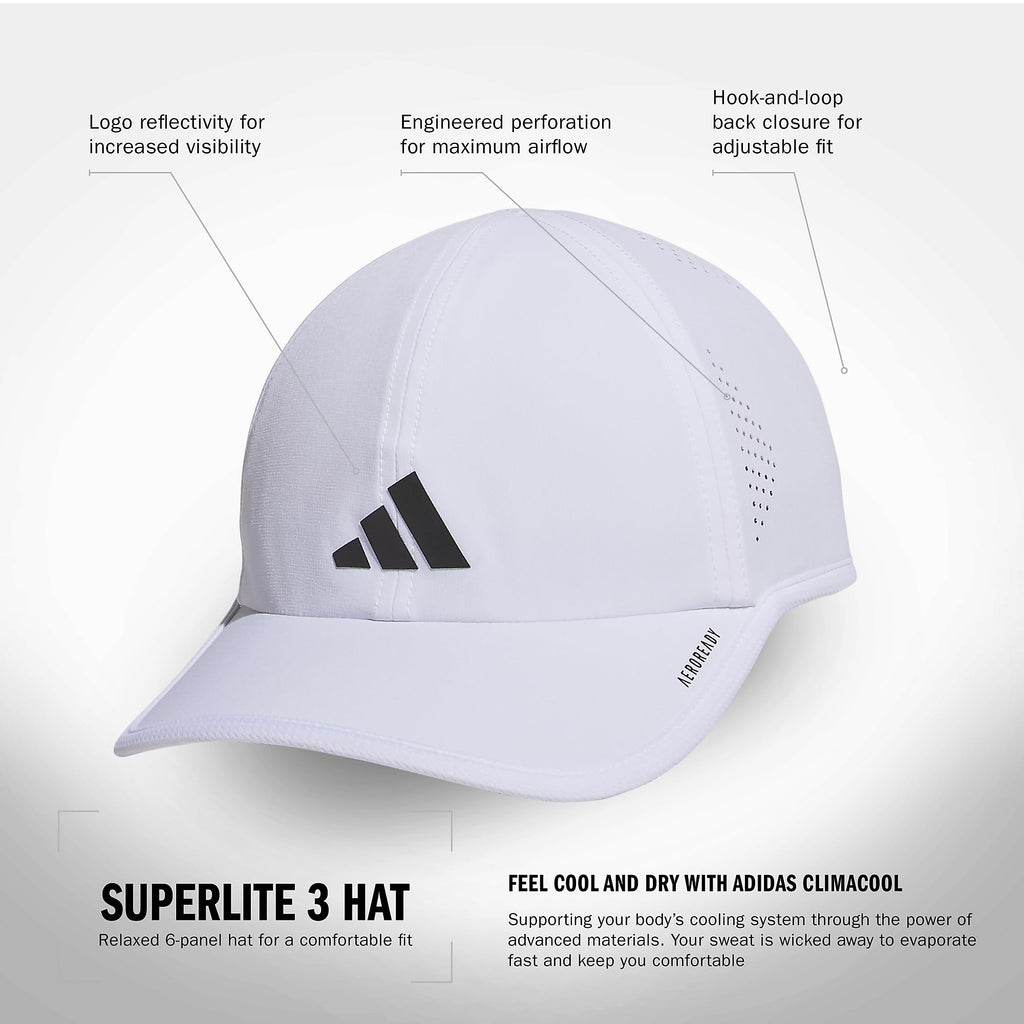 Men's Superlite Hat – Lightweight Moisture-Wicking Cap for Workout and Training, White/Black/3, OSFA