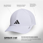Men's Superlite Hat – Lightweight Moisture-Wicking Cap for Workout and Training, White/Black/3, OSFA