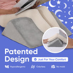 AllSett Health Bed Wedge Pillow – 2 Separate Memory Foam Incline Cushions, System for Legs, Knees and Back Support Pillow - Grey