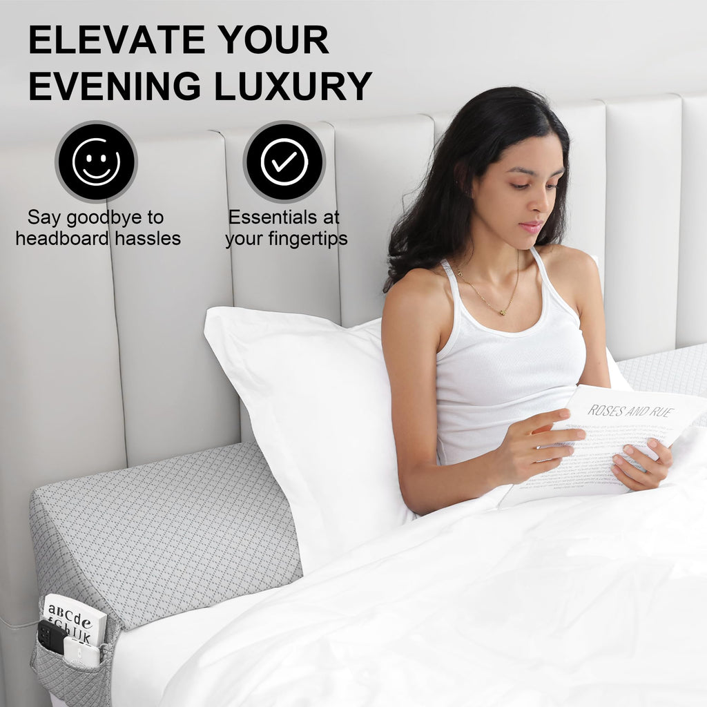 Rormcheny King Bed Wedge Pillow Headboard Gap,Wedge Pillow Headboard/Bed Gap Filler,Fill The Gap (0-8") (Gray, 76"x10"x6")