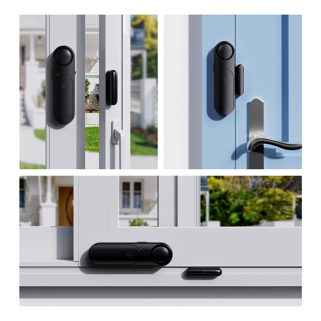 Door Alarms with Remote When Opened 2-Pack, 120dB Door/Window Opening Sensor for Kid Safety/Home Security, House/Apartment/Business Entry/Pool Sliding Door, Monitor Alert for Dementia/Elderly, Black