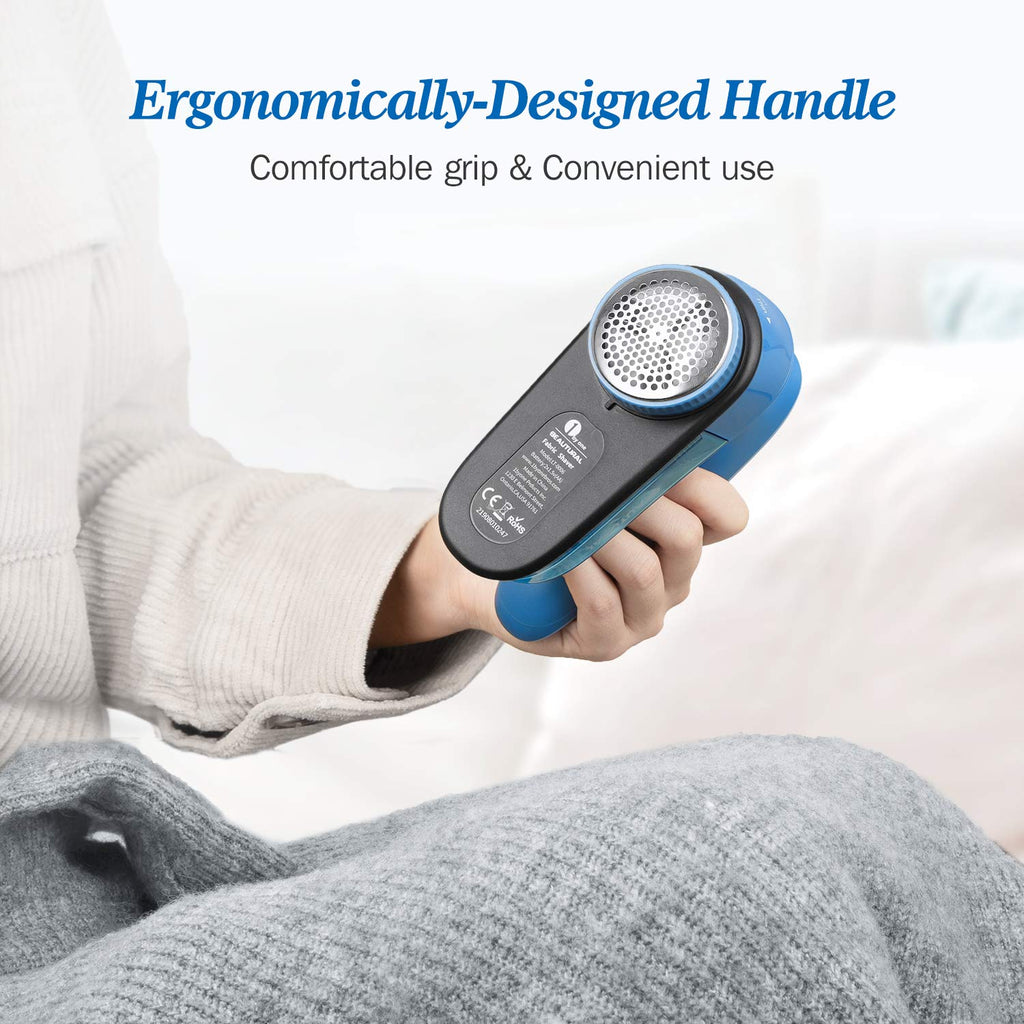 BEAUTURAL Fabric Shaver and Lint Remover, Sweater Defuzzer with 2-Speeds, 2 Replaceable Stainless Steel Blades, Battery Operated, Remove Clothes Fuzz, Lint Balls, Pills, Bobbles