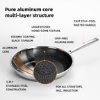 MAGICFEFE Non Stick Frying Pan 12 Inch with Lid, Hybrid Nonstick Stainless Steel Skillet Pan with Stay-cooling Handle, PFOA Free Non Toxic Dishwash & Oven Safe, Induction Ready, All Cooktops