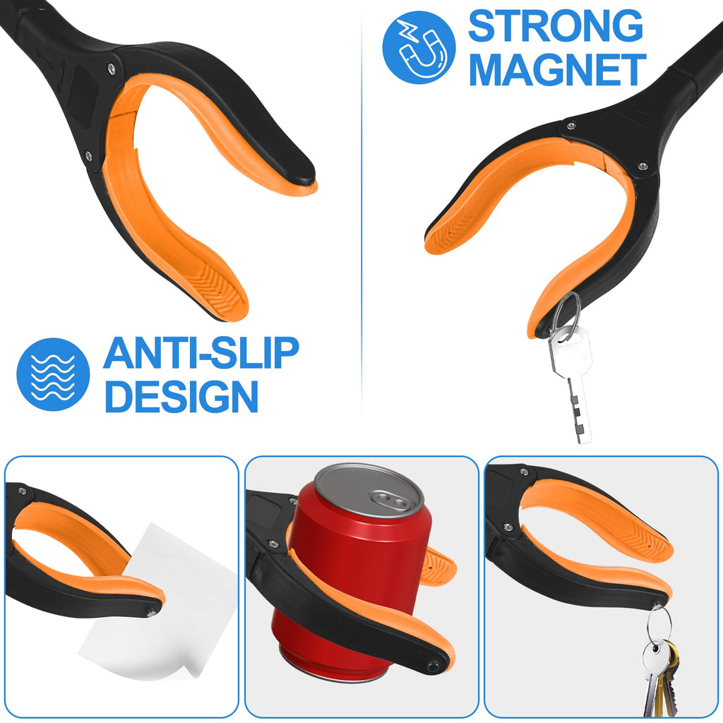 Tottist 6 Pack Grabber Reacher Tool for Elderly, 32" Extra Long Litter Stick Lightweight Handy Claw Grabber for Arm Extension Garbage Gripper Trash Pick up Litter Picker Garden(Orange)