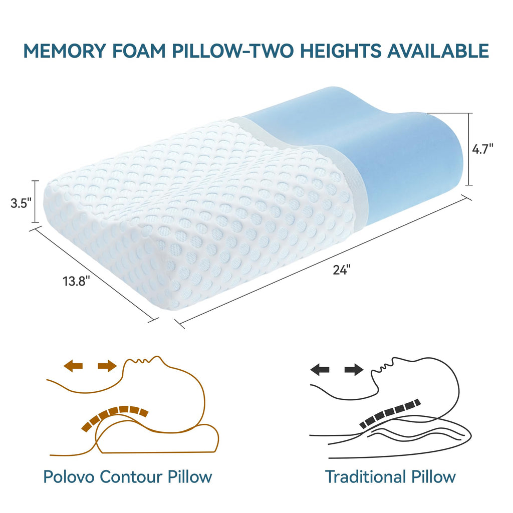 Neck Pillow Memory Foam Contour Pillow for Pain Relief Cervical Pillow for Sleeping, Orthopedic for Neck and Shoulder Pain, Ergonomic Pillow for Side Back Stomach Sleeper-Firm