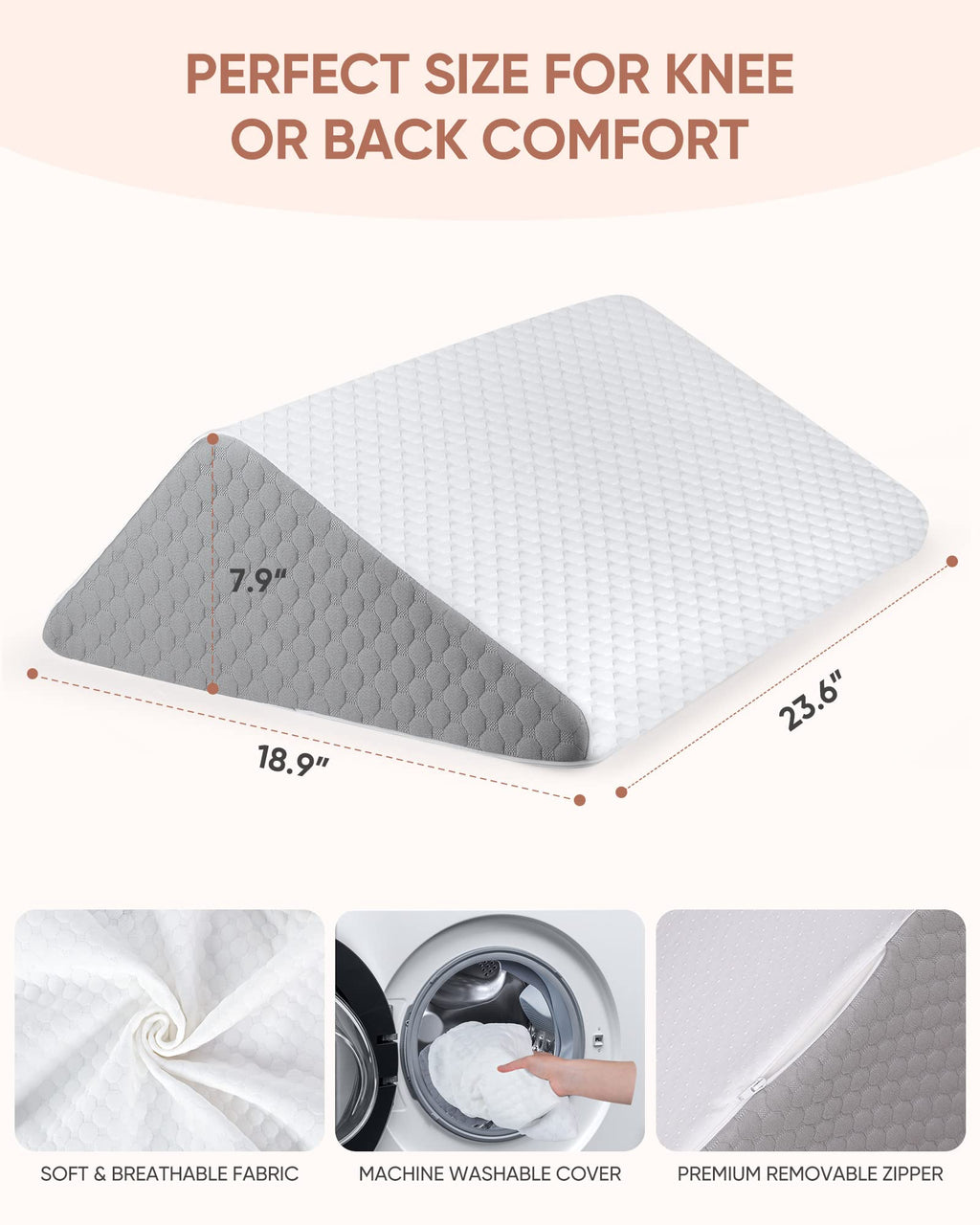 Forias Memory Foam Leg Wedge Pillow – 8" Triangle Design for Relaxed Sleeping Comfort