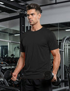 Mens Athletic Sun T-Shirts Lightweight Shirts UV Protection Clothing for Men Outdoor Hiking Shirts Gym Shirts Sports Shirts Black
