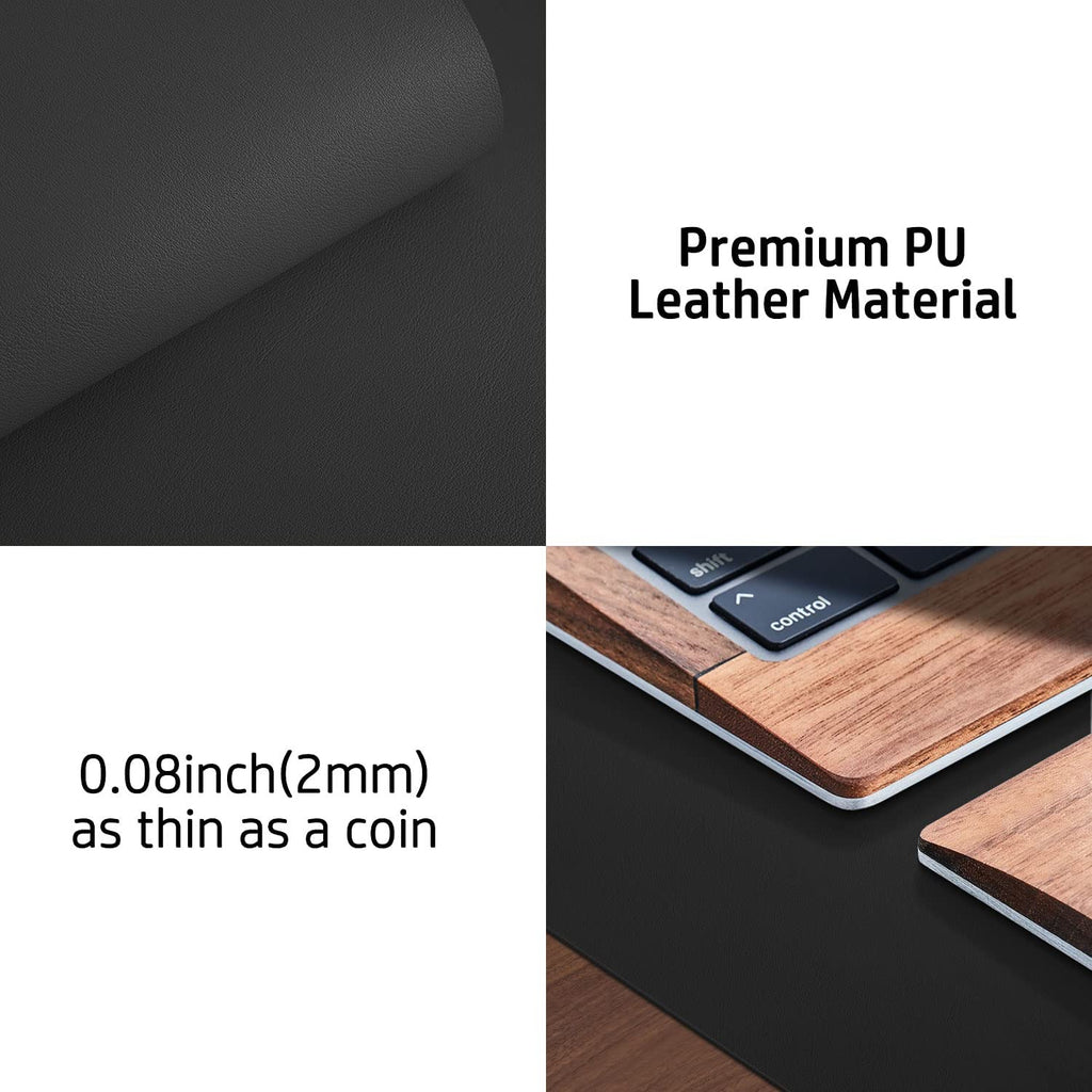 Non-Slip Waterproof PU Leather Desk Pad Protector for Mouse, Writing Desk, Office, Home, Laptop Blotter, 23.6" x 13.7", Black