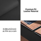 Non-Slip Waterproof PU Leather Desk Pad Protector for Mouse, Writing Desk, Office, Home, Laptop Blotter, 23.6" x 13.7", Black